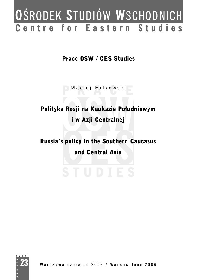 Russia's policy in the Southern Caucasus and Central Asia Cover Image