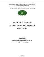 Tradiţie şi inovare în cercetarea ştiinţifică. Colloquia Professorum, ediţia a 8-a,: 12 octombrie 2018 Cover Image