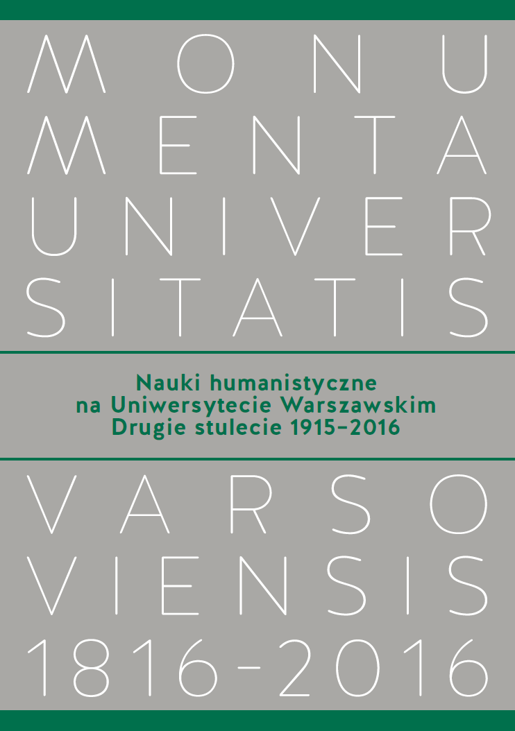 Humanities at the University of Warsaw. Second century (1915-2016) Cover Image