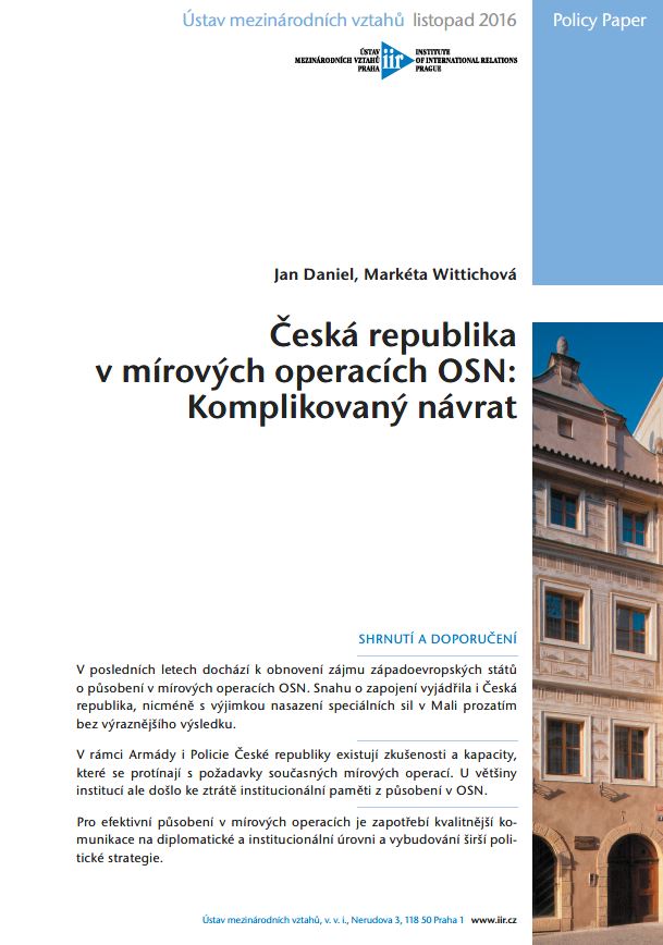 Czech Republic in UN peacekeeping operations: Complicated return Cover Image