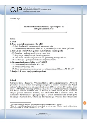 The Constitutional Court of Bosnia and Herzegovina and Deciding Suspension on Violation of the Right to Trial within a Reasonable Time