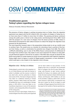 №310 Troublesome guests. Turkey’s plans regarding the Syrian refugee issue Cover Image