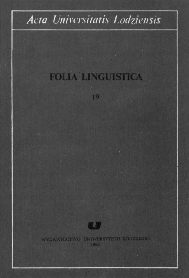 Suffixes - eur et - ant, arbitrary or significant opposition? (with some glimpses on the suffixes of Polish agent names) Cover Image