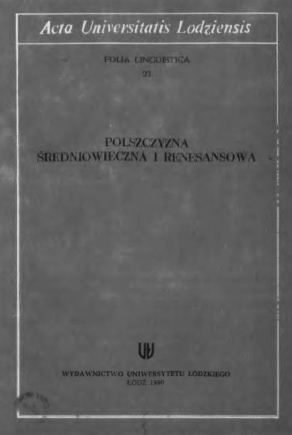 The subject of Polish literature in the late Middle Ages Cover Image