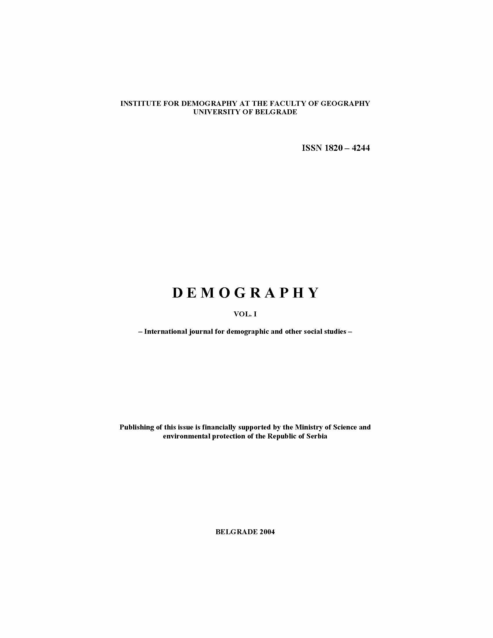 Some Actual Questions of the Spatial Organization of the Network of Settlements and the Relevant Demography Problems in Serbia Cover Image