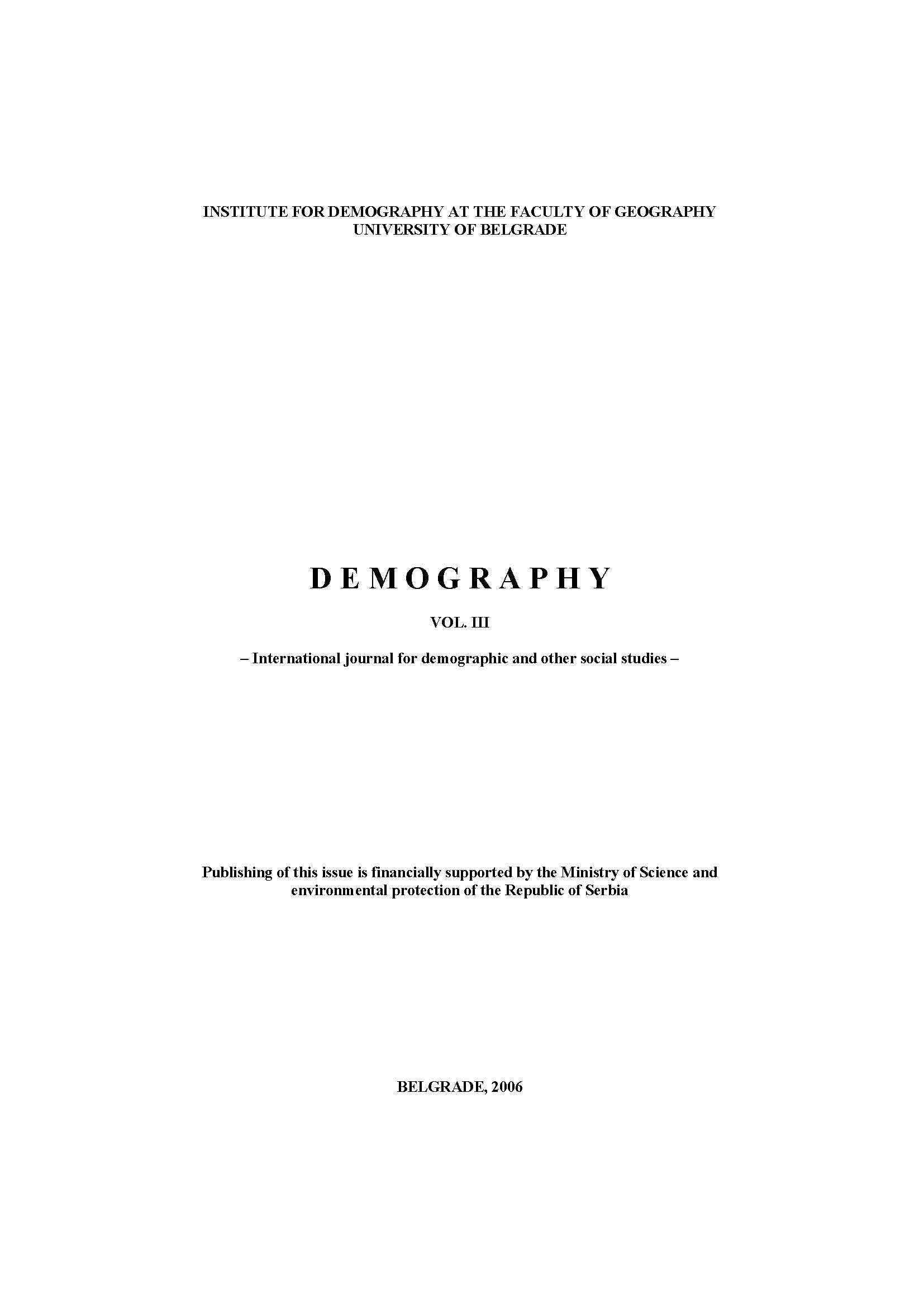 Changes in Population Age Structure in Negotin Municipality Cover Image