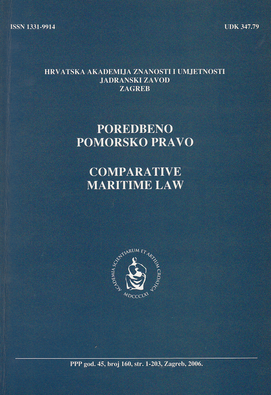 Liability in contract during the transport of live animals by sea Cover Image