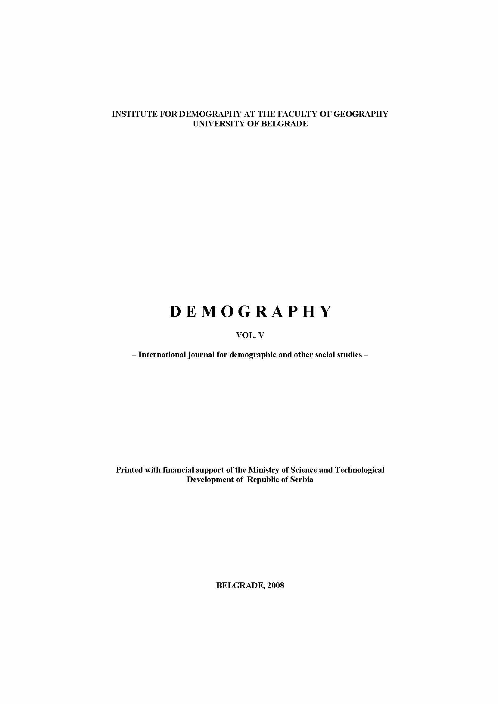 Demographic Changes in the Settlements of Sokobanja Commune During the Second Half of XX Century Cover Image