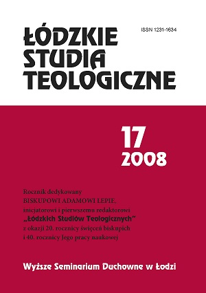 The speech of the Rector of Higher Seminary in Lodz, fr. dr. Janusz Lewandowicz, on the occasion of the inauguration of academic year 2007/2008 Cover Image