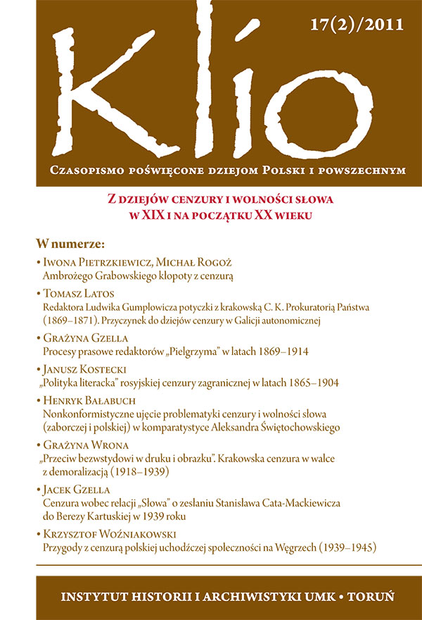 „Against shameless in text and illustration”. Krakow censorship against demoralization (1918–1939) Cover Image