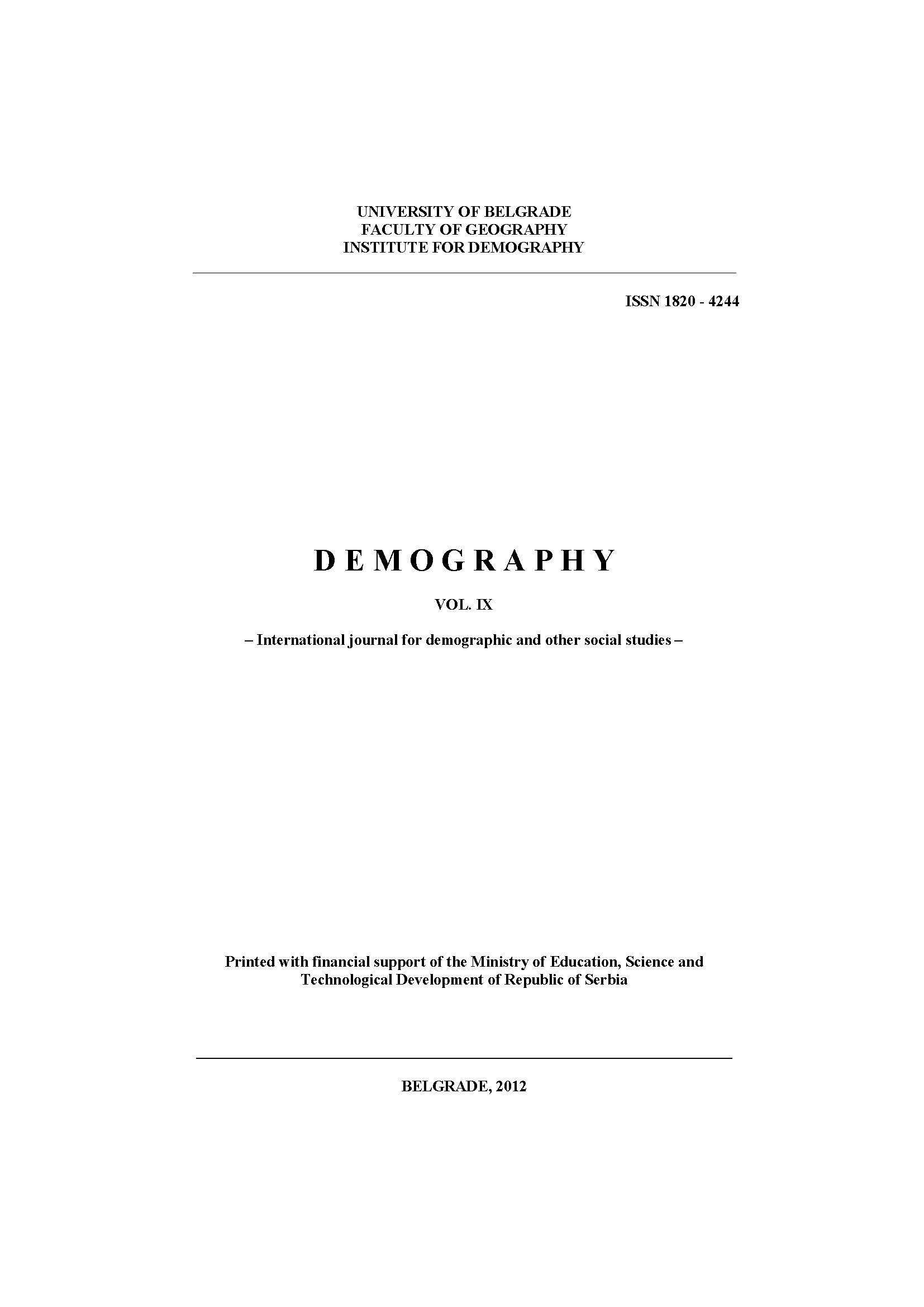 Demographic Components of the Pelagonia Region as Benchmarks in the Formation of the Labor Contingent Cover Image