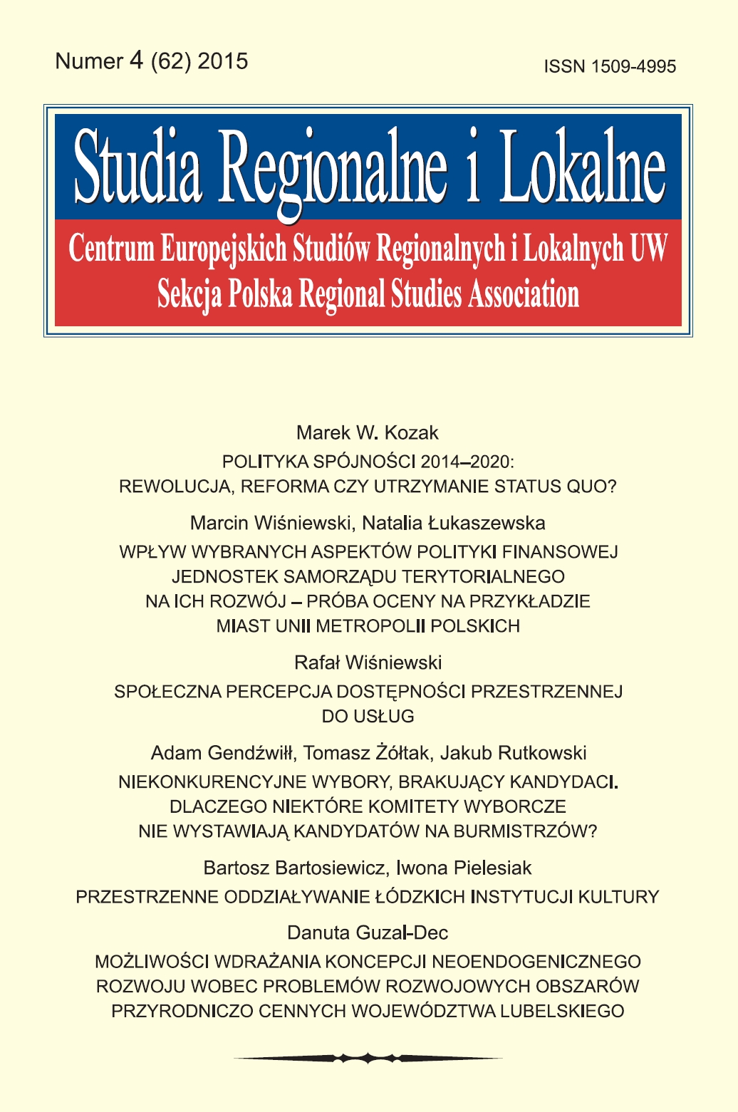 The impact of selected aspects of the fiancial policy of local government units on their development: An attempt of evaluation on the example of the cities of the Union of Polish Metropolises Cover Image