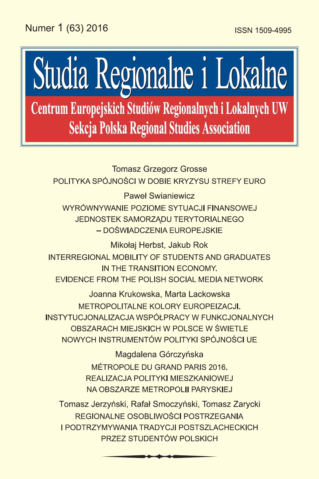 Interregional mobility of students and graduates in the transition economy. Evidence from the Polish social media network Cover Image