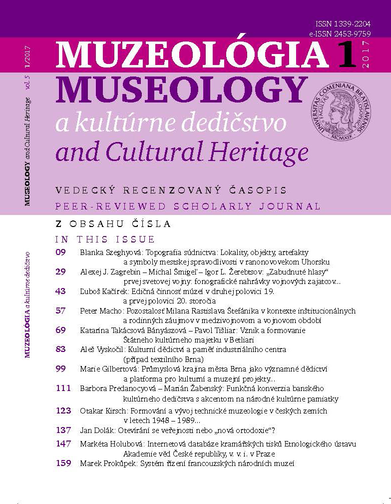 The formation and development of technical museology in the Czech lands between 1948 and 1989. Part I: Period ideas, engagement with historical museology, audience research Cover Image