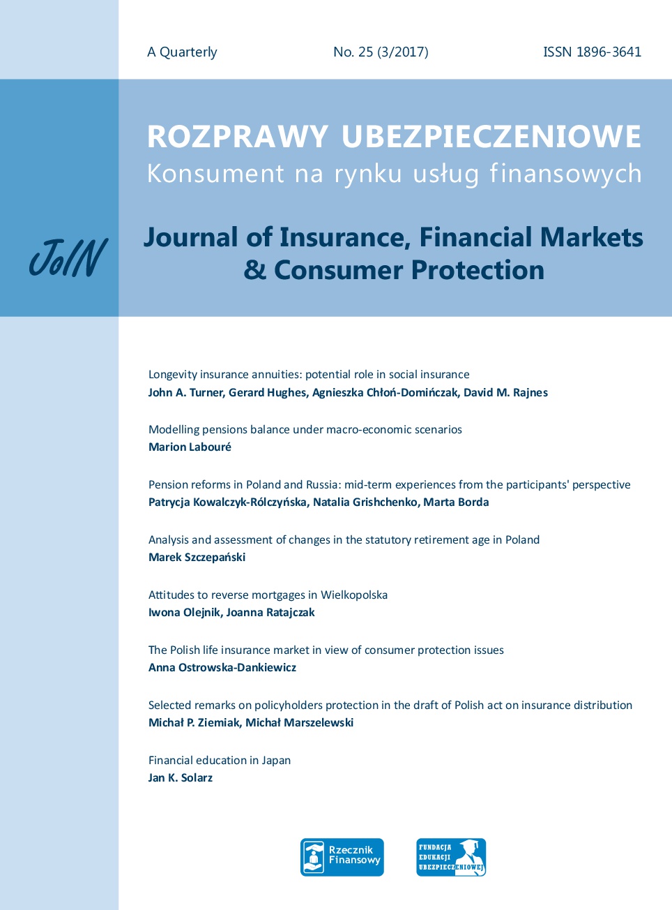 Scientific Review: Joanna Rutecka-Góra (Ed.), “Długoterminowe oszczędzanie. Postawy, strategie i wyzwania” [Long-term saving. Attitudes, strategies and challenges], Oficyna Wydawnicza SGH, Warsaw School of Economics, Warsaw 2016, 354 pages Cover Image