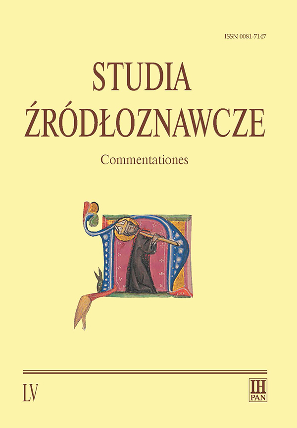 Revision of the "Act revising Kalisz customs houses in 1571. On the margin of the publication "Rewizja komór celnych i stacji mytniczych województwa kaliskiego z 1571 r. Edycja „Aktu rewizorów ziemskich”, wyd. Tomasz Związek, St. Źródł., 54, 2016, s. Cover Image