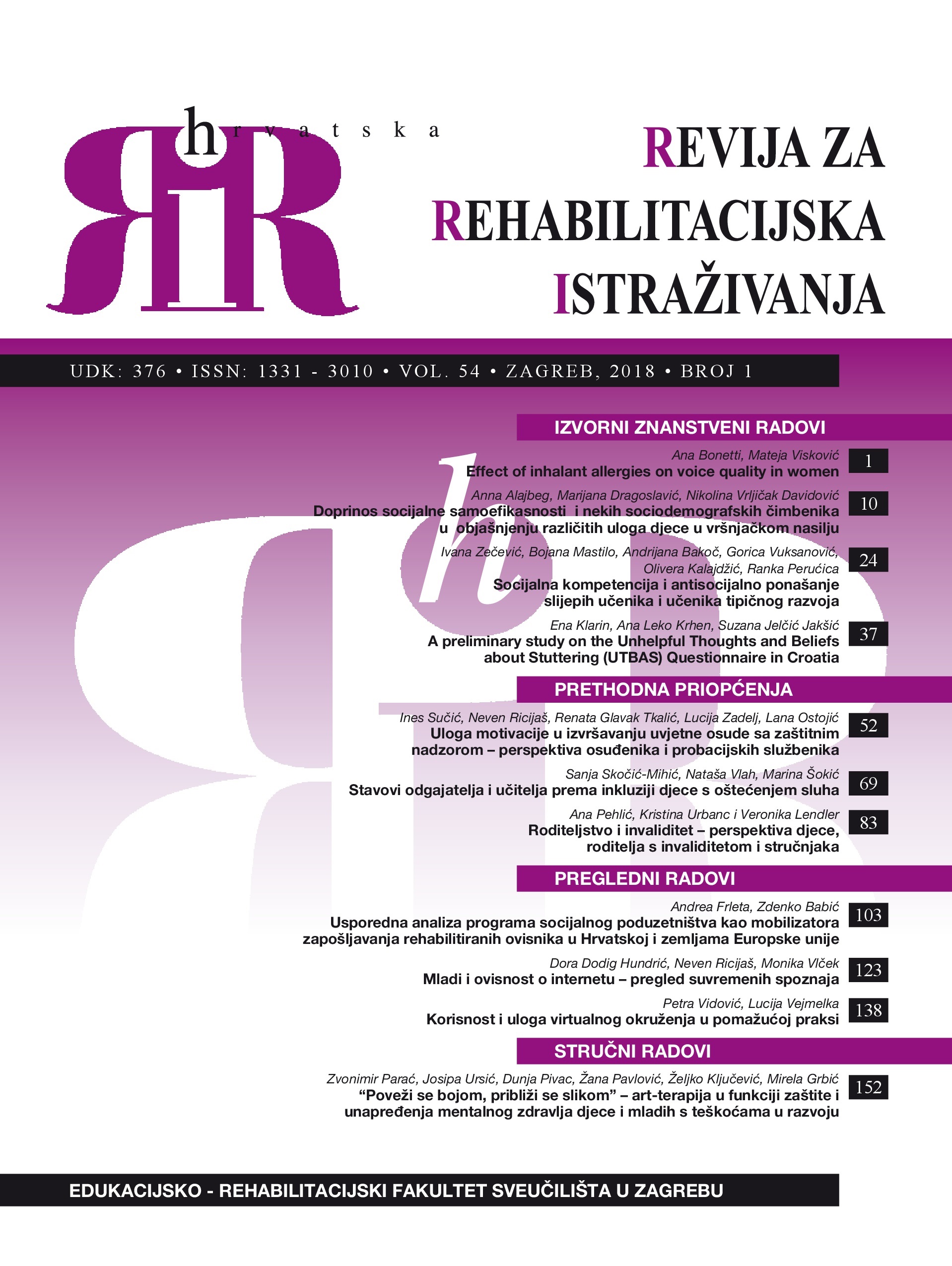 Attitudes of preschool educators and primary school teachers towards the inclusion of children and students with hearing impairments in regular educational institutions Cover Image