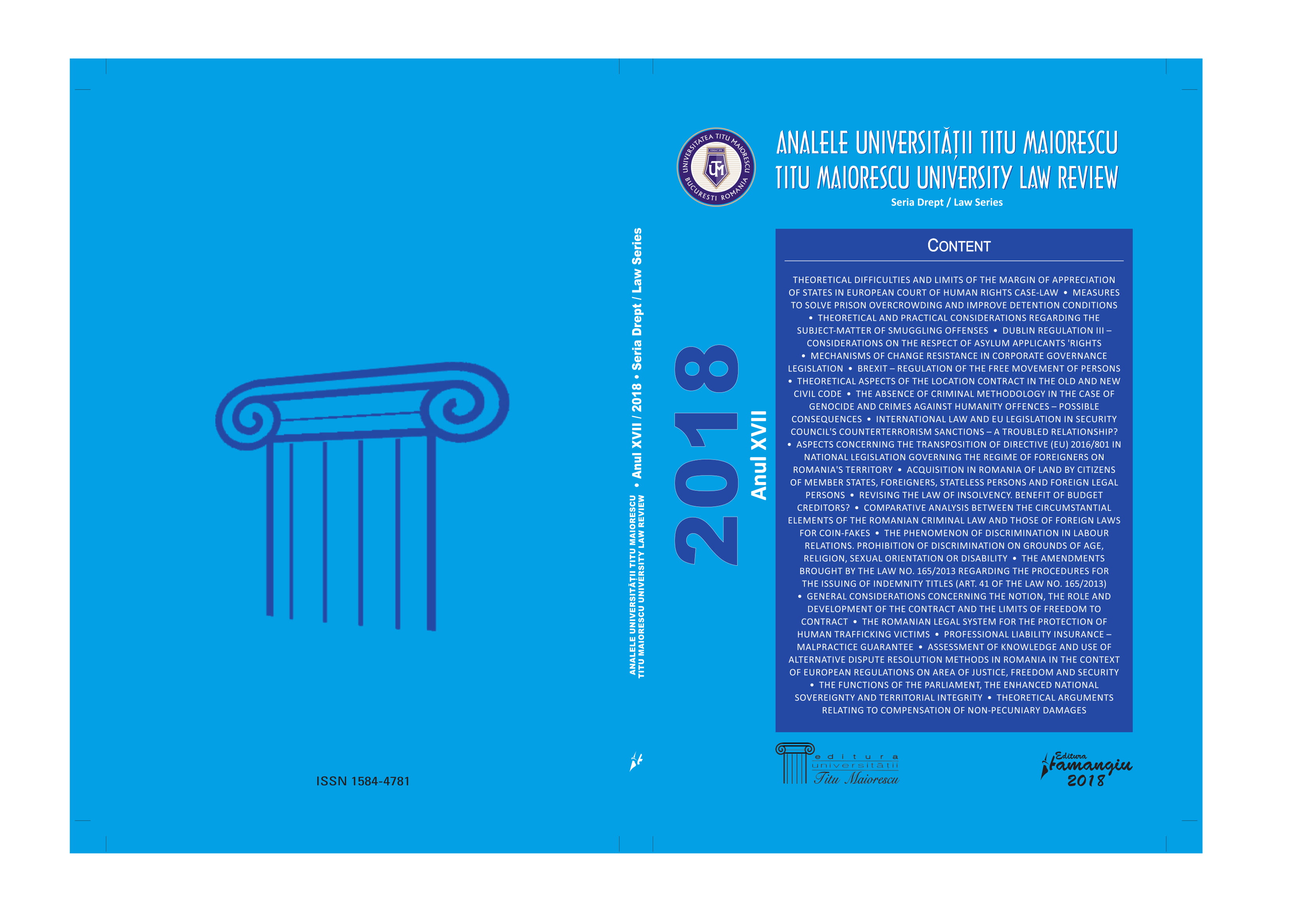 THEORETICAL DIFFICULTIES 
AND LIMITS OF THE MARGIN OF APPRECIATION 
OF STATES IN EUROPEAN COURT OF HUMAN RIGHTS CASE-LAW Cover Image