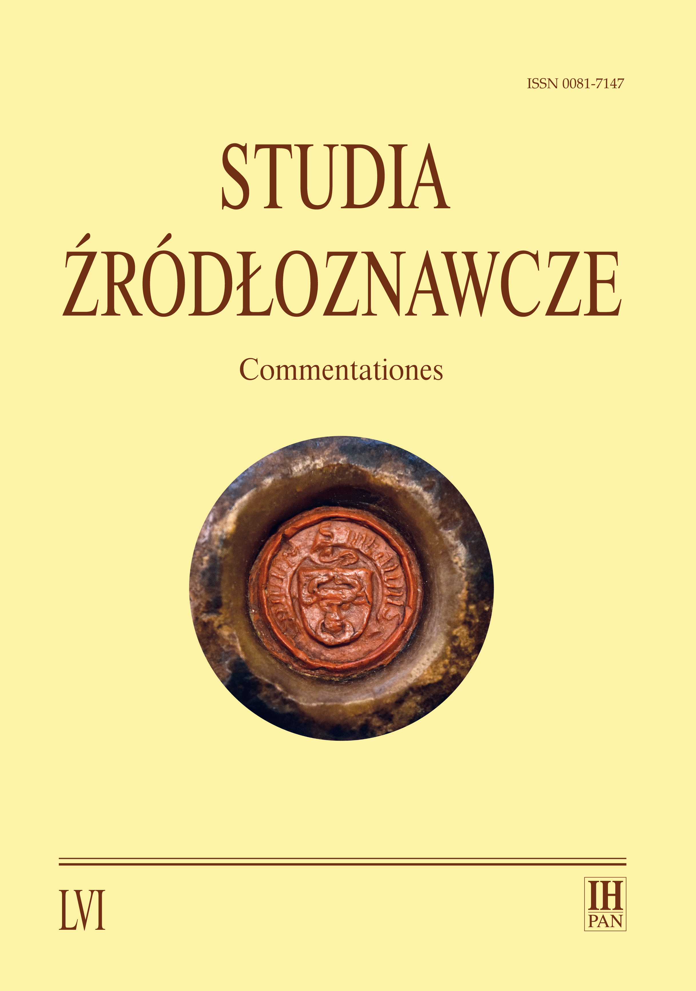 A few words on the seal of bishop of Włocławek Jan Pella of Niewiesz on the document of Mełno Peace of 1422 Cover Image