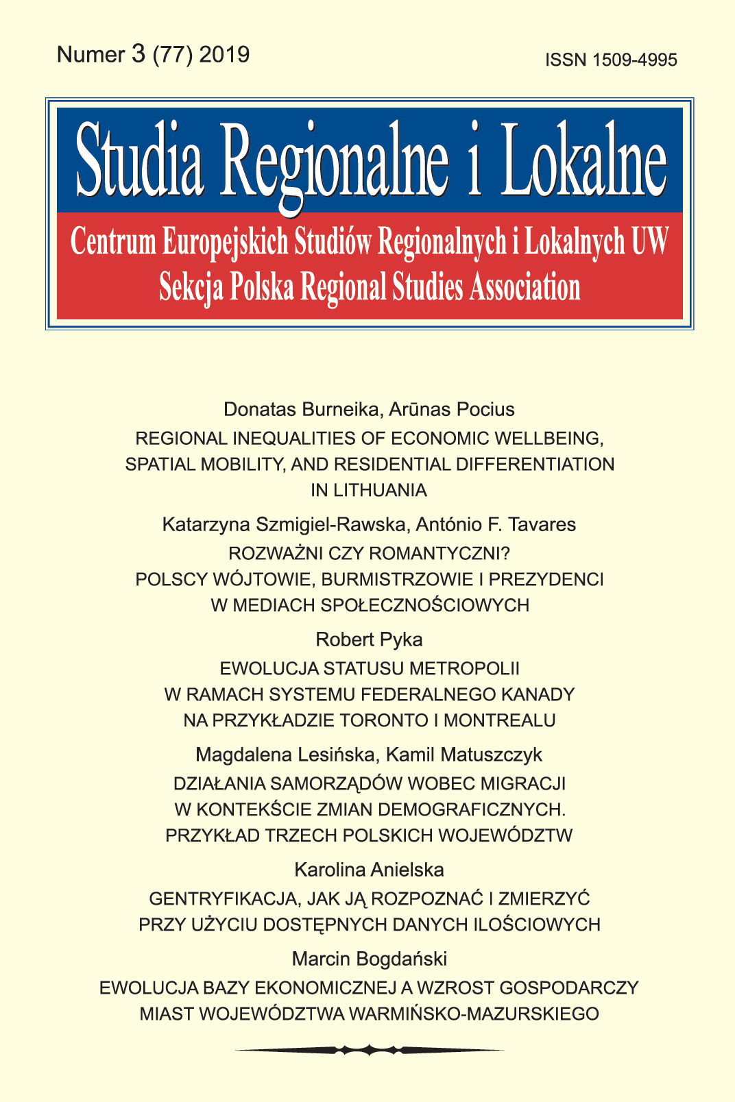 The activity of regional authorities facing migration processes in the context of demographic changes: The case of three Polish voivodships Cover Image