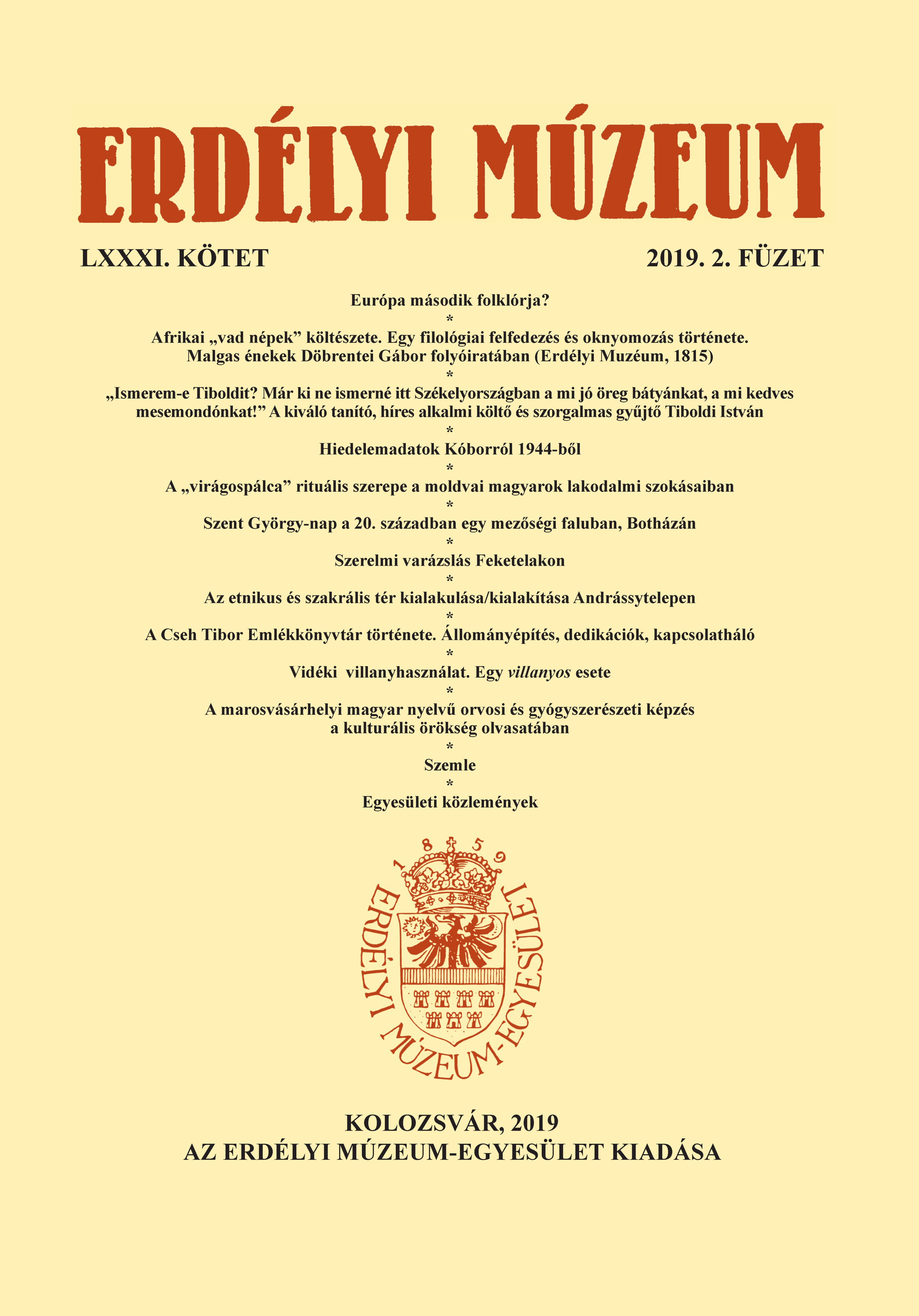 A marosvásárhelyi magyar nyelvű orvosi és gyógyszerészeti képzés a kulturális örökség olvasatában