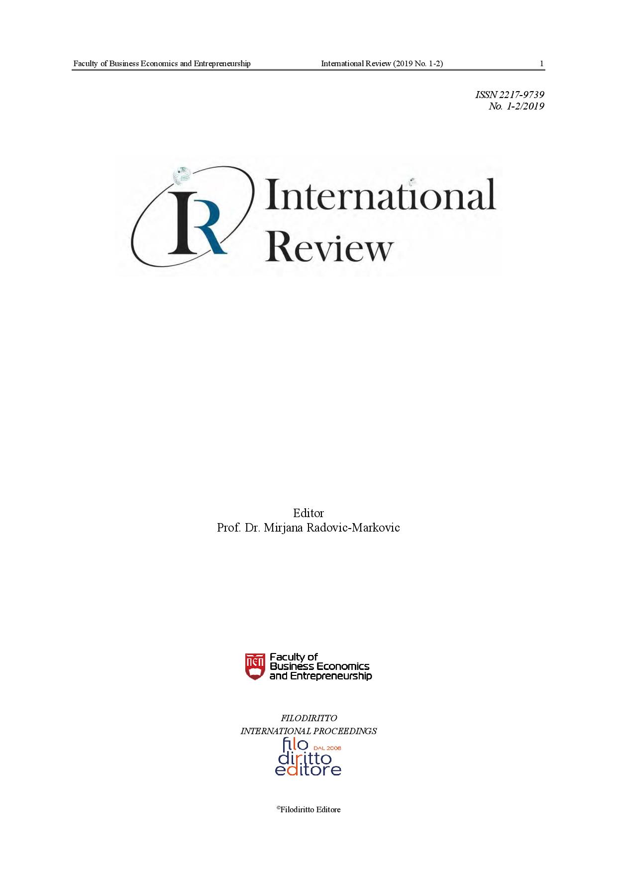 THE INFLUENCE OF LIQUIDITY AND PROFITABILITY ON THE BANKING SECTOR PERFORMANCES – THE EXAMPLE OF SERBIA Cover Image