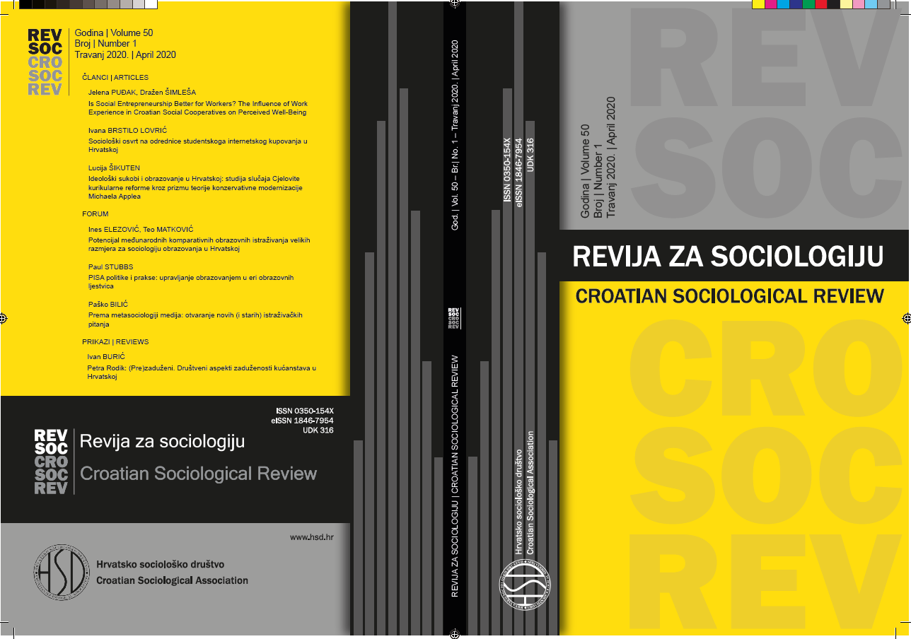 Is Social Entrepreneurship Better for Workers? The Influence of Work Experience in Croatian Social Cooperatives on Perceived Well-Being Cover Image