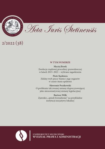 Legislative intervention as a proposal to solve the problem of CHF loans in Poland: selected theoretical and practical aspects Cover Image